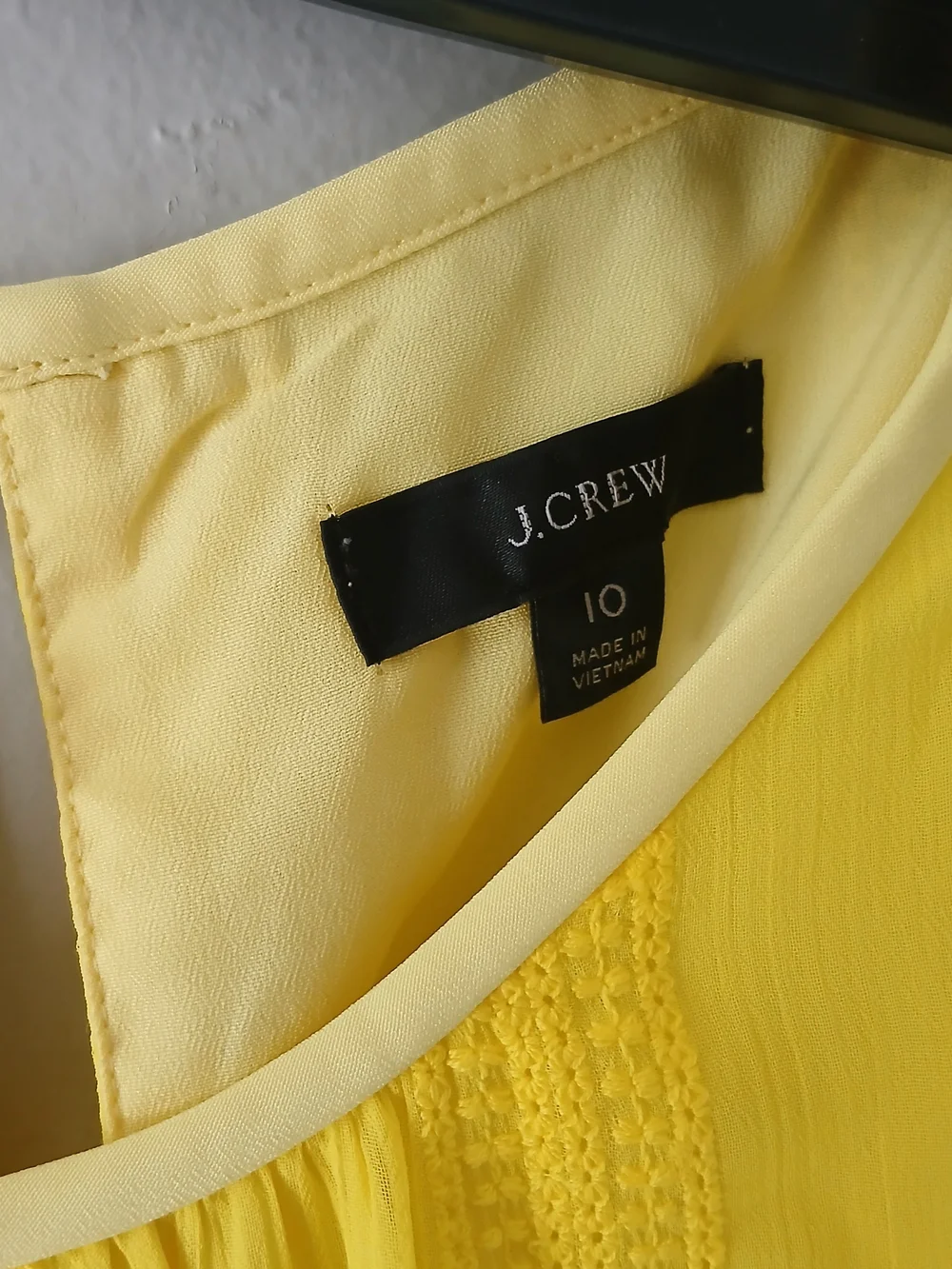 J.Crew Size 10 Midi in Bright Kiwi Yellow Embroidered Chiffon Short Sleeve Dress